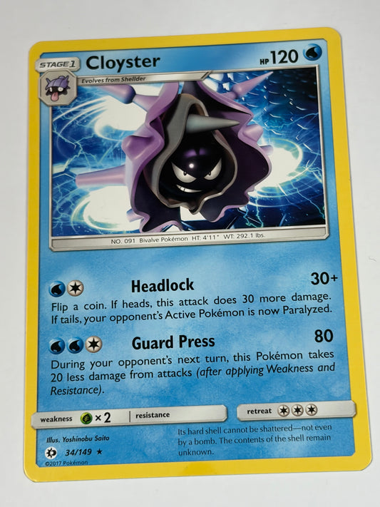 34/149 Cloyster Rare Sun & Moon Base Set Pokémon TCG Card 2017