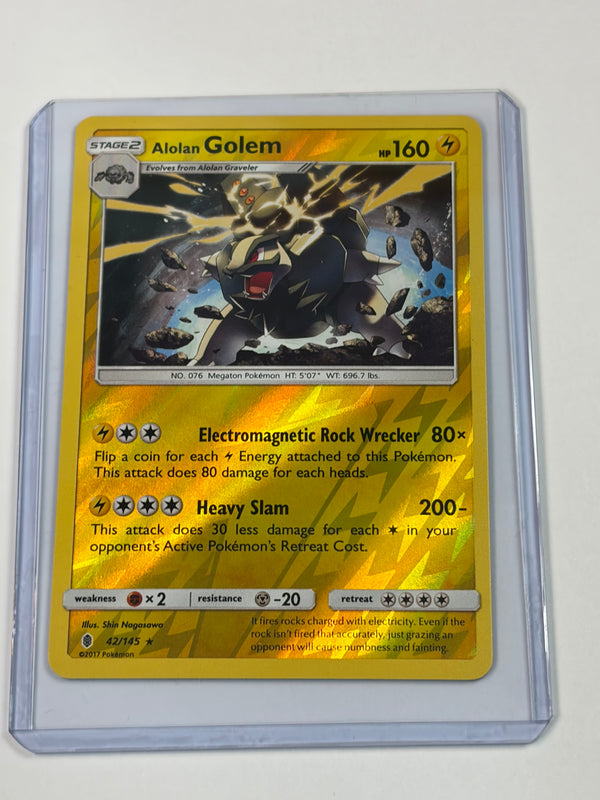 Pokemon Card Alolan Golem Guardians Rising Reverse Holo Rare 42/145