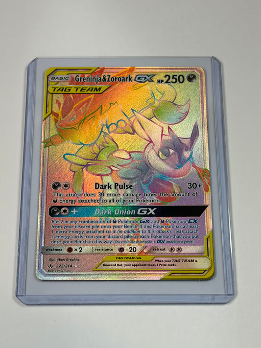 Greninja & Zoroark Tag Team GX 222/214 (UNB 61) Unbroken Bond Pokemon card