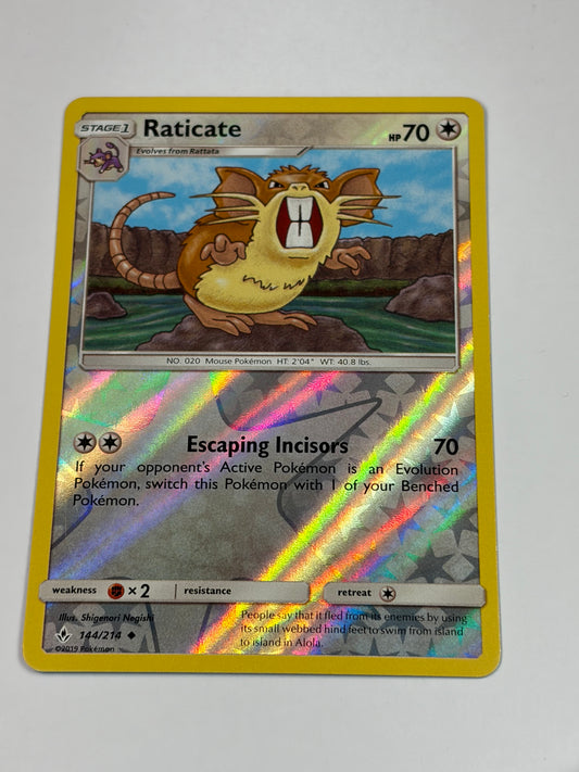 Pokémon TCG Raticate Unbroken Bonds 144/214 Reverse Holo Uncommon