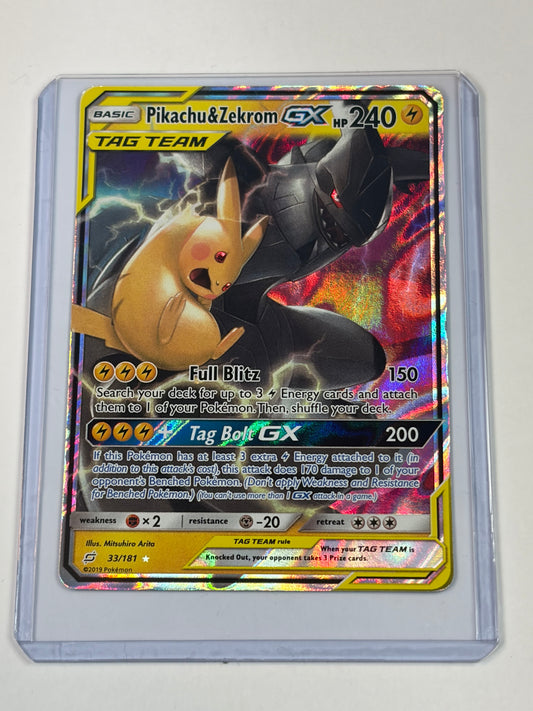 Pokémon Pikachu & Zekrom GX TCG Sun Moon 33/181 Card