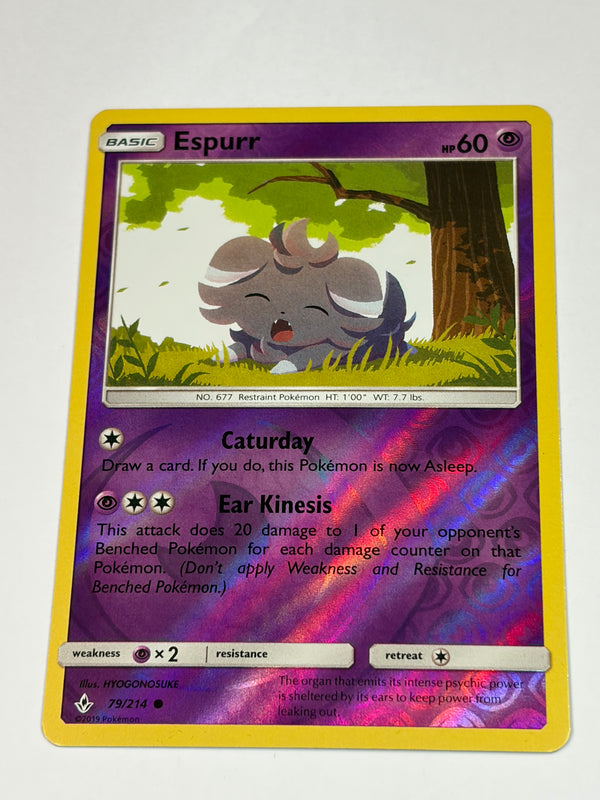 Pokémon TCG Espurr Unbroken Bonds 79/214 Reverse Holo Common