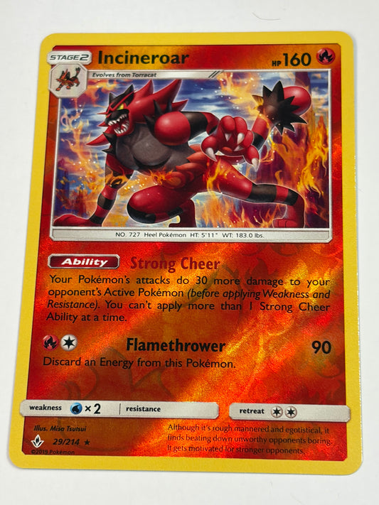 Pokémon TCG Incineroar Unbroken Bonds 29/214 Reverse Holo Rare